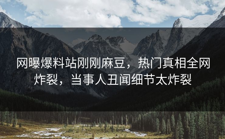 网曝爆料站刚刚麻豆，热门真相全网炸裂，当事人丑闻细节太炸裂