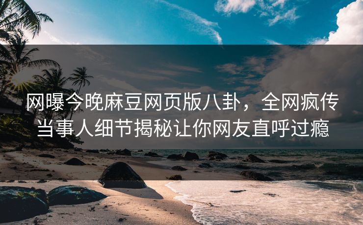 网曝今晚麻豆网页版八卦，全网疯传当事人细节揭秘让你网友直呼过瘾