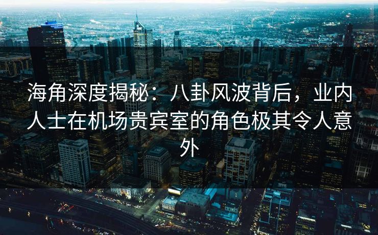 海角深度揭秘：八卦风波背后，业内人士在机场贵宾室的角色极其令人意外