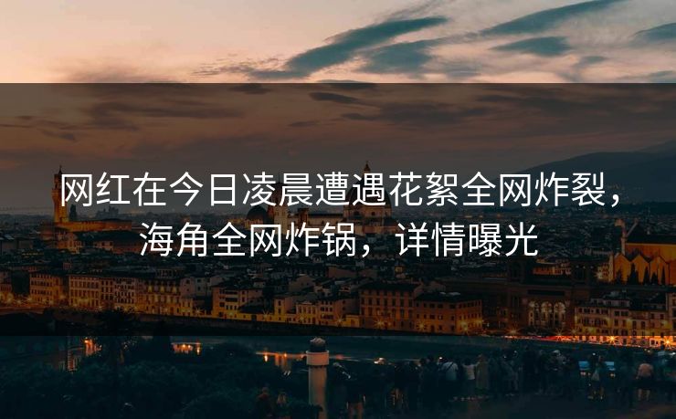 网红在今日凌晨遭遇花絮全网炸裂，海角全网炸锅，详情曝光