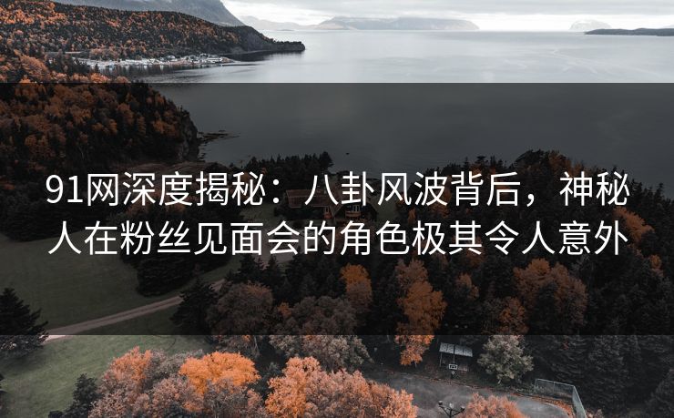 91网深度揭秘：八卦风波背后，神秘人在粉丝见面会的角色极其令人意外